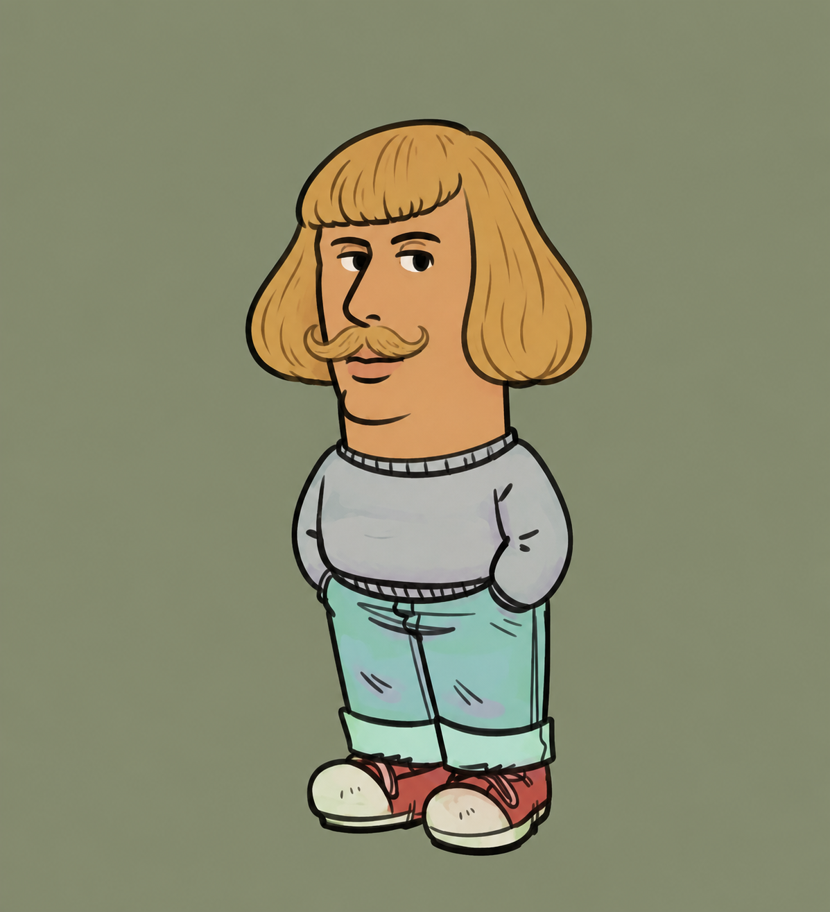 CHILLPHIL character with blonde bob and relaxed outfit